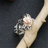 Rose Gold Flower Ring Vintage Women's Ring Hollow Rings