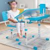 Kids Desks, Height Adjustable Children Desk and Chair Set,Childs School Student Sturdy Table,Bookstand Pink XH
