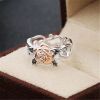 Rose Gold Flower Ring Vintage Women's Ring Hollow Rings