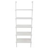 5-Shelf Wood Ladder Bookcase with Metal Frame;  Industrial 5-Tier Modern Ladder Shelf Wood Shelves XH