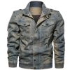 Denim Blue Jacket Mens Stand Collar Spring Autumn Coat Plus Size Jeans Outwear Men 3D Cotton Overcoat Retro Brand Clothing Ceket