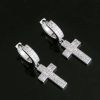 Double Row Zircon Cross Earrings Micro-set Zircon Hiohop Personalized Men's Earrings