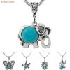 Wholesale starfish butterfly owl elephant turquoise peacock necklace