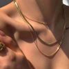 Triple Snake Chain Necklace Women's Stacked Jewelry 14k Gold Plated Stainless Steel