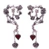 Gothic Necklace Earrings Set for Women Punk Jewelry Sets Red Crystal Heart Rose Choker Tassel Earring Halloween Party Jewelry