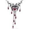 Gothic Necklace Earrings Set for Women Punk Jewelry Sets Red Crystal Heart Rose Choker Tassel Earring Halloween Party Jewelry