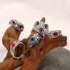 Owl Multicolor Eye Ring Vintage Open Adjustable Rings