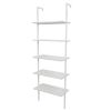 5-Shelf Wood Ladder Bookcase with Metal Frame;  Industrial 5-Tier Modern Ladder Shelf Wood Shelves XH