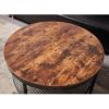 WESOME 2-Tier Single Panel Round Coffee Table for Living Room and Bedroom;  with 3D Texture Metal Frame and Mesh