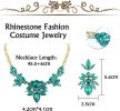 Statement Set Rhinestone Boho Vintage Leaf Necklace and Earrings for Women