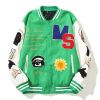 Vintage Casual Baseball Jacket Men's Furry Letters Embroidery Patchwork Streetwear Hip Hop College Style Unisex Varsity Jackets