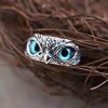 Owl Multicolor Eye Ring Vintage Open Adjustable Rings