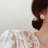 Pink Petal Zircon Stud Earrings Personalized Flowers