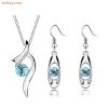 Wholesale Rhinestone Pendant Necklace Earrings Fashion Jewelry Set