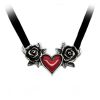 Gothic Necklace Earrings Set for Women Punk Jewelry Sets Red Crystal Heart Rose Choker Tassel Earring Halloween Party Jewelry